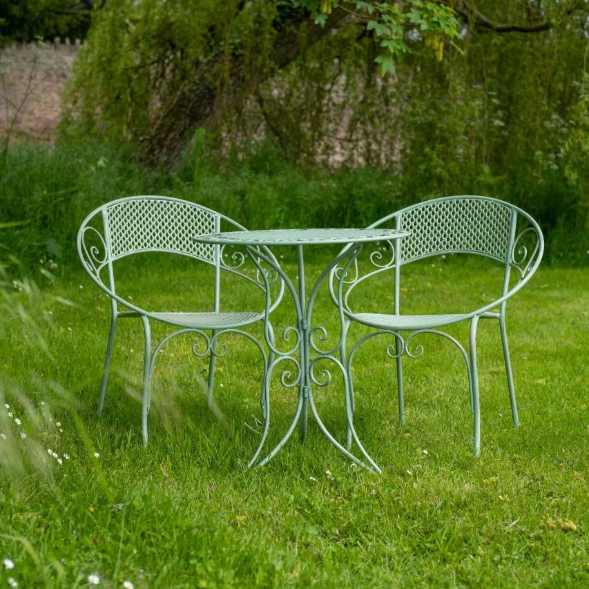 Aquitaine mesh bistro set in sage green