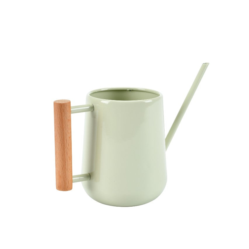 Rear view of Burgon and Ball indoor watering can in pale jade