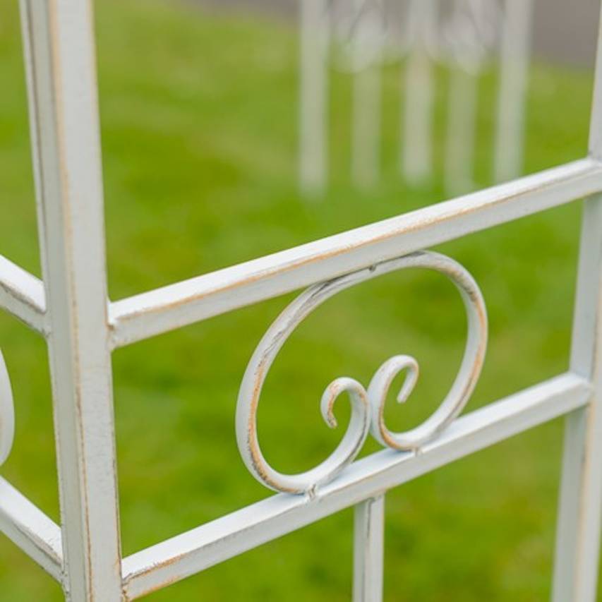 Close up of decorative scrolls on square gazebo