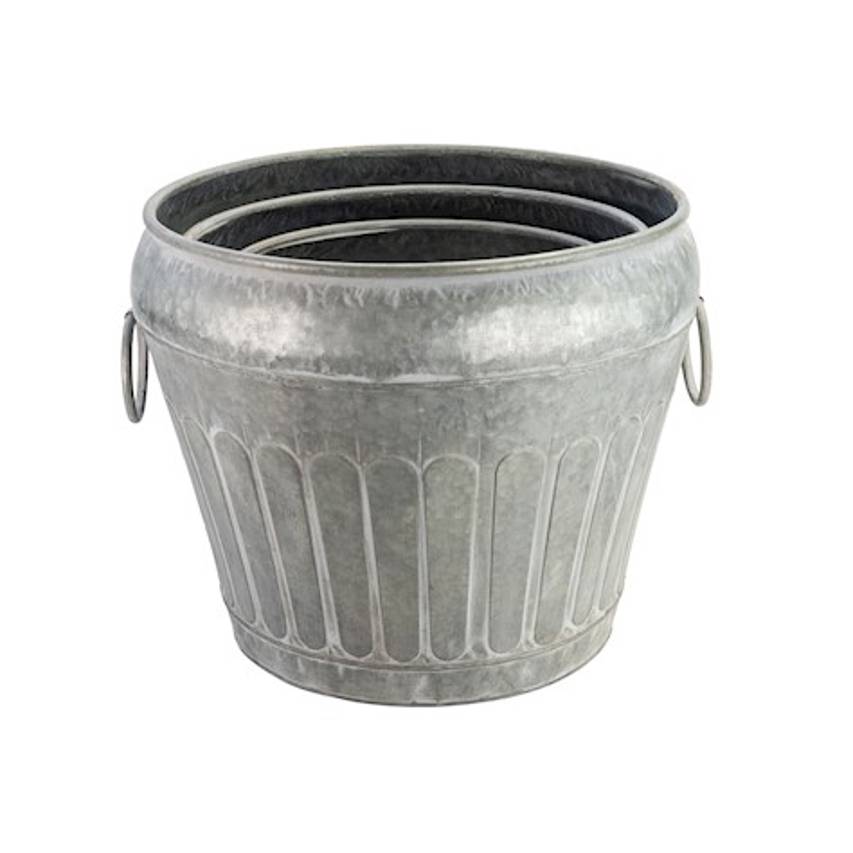 Urn planter in antique galvanised steel