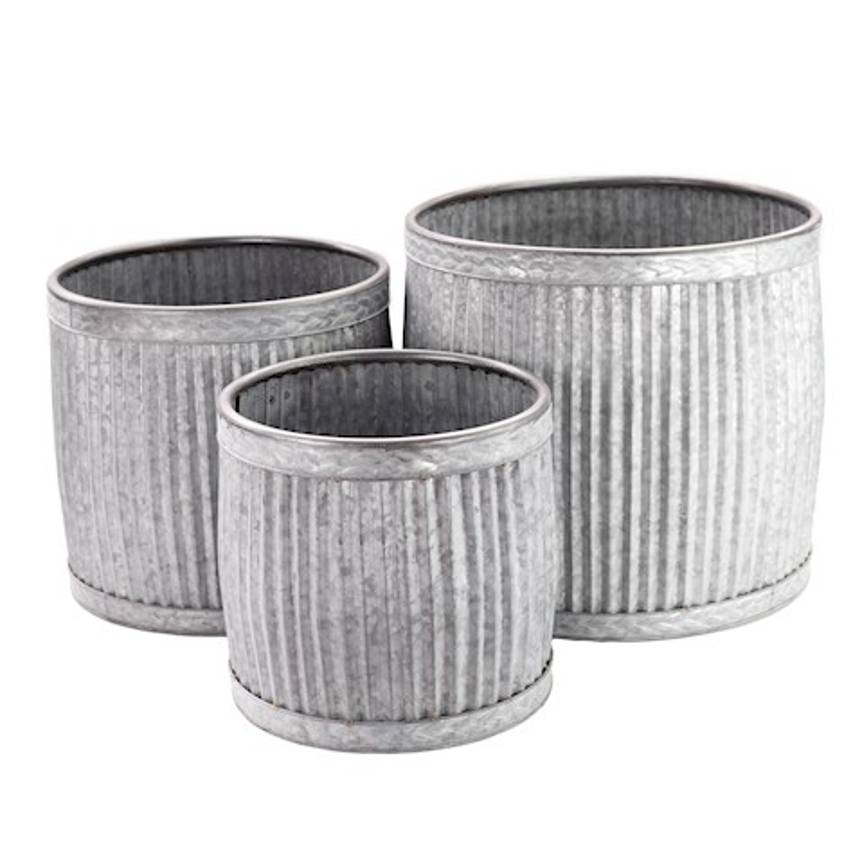 Set of 3 vintage dolly planters antique galvanised