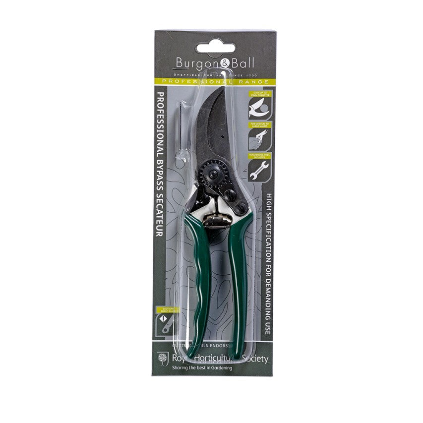 Burgon and Ball RHS professional bypass secateurs in packaging